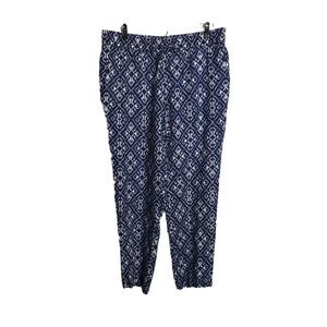 Style & Co Pants Womens Linen Navy Crop Leg Pull On Beach Casual Size 14